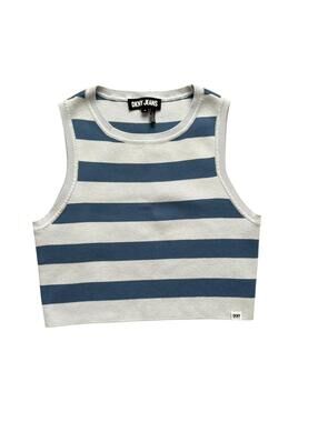 DKNY Jeans Babydoll Sweater Vest Size M Striped Y2K Preppy 90s Streetwear